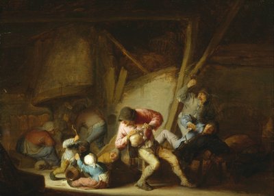Interior with Drinking Figures and Crying Children by Adriaen Jansz. van Ostade